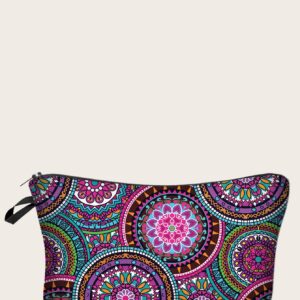1pc Purple Mandala Cosmetic Bag Hand Holding Storage Lazy Portable Cosmetic Bag Washing Bag Makeup Bag For Women Girls